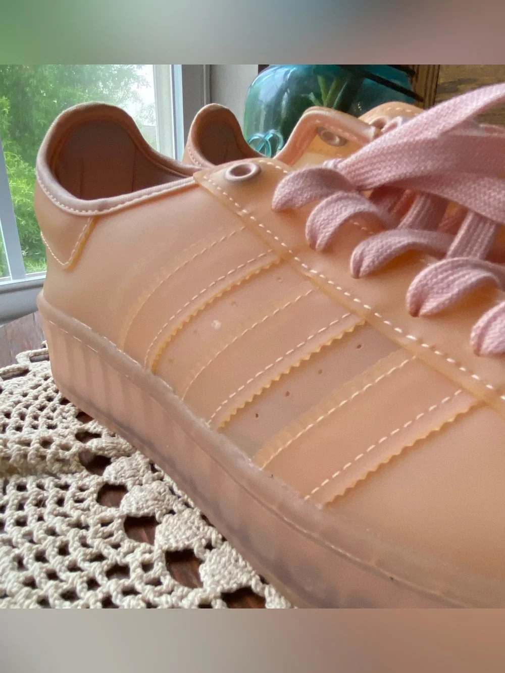 NWT! Adidas SUPERSTAR Gazelle Shell-Toe Campus Jelly Peach Platform Shoes NEW!!
